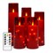 Flameless LED Candles with Timer 5 Pc Flickering Flameless Candles for Romantic Ambiance and Home Decoration Stable Acrylic Shell,with Embedded Star String,Battery Operated Candles(Red)